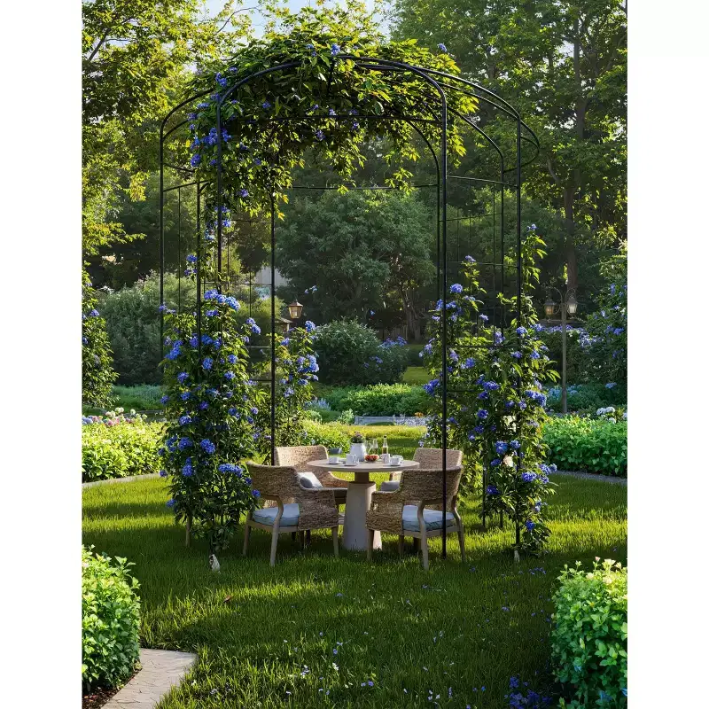 Heavy Duty Metal Garden Pergola with Dome Top, Stylish Gazebo Arch Trellis for Outdoor Gardening, Patio & Ceremony Decor