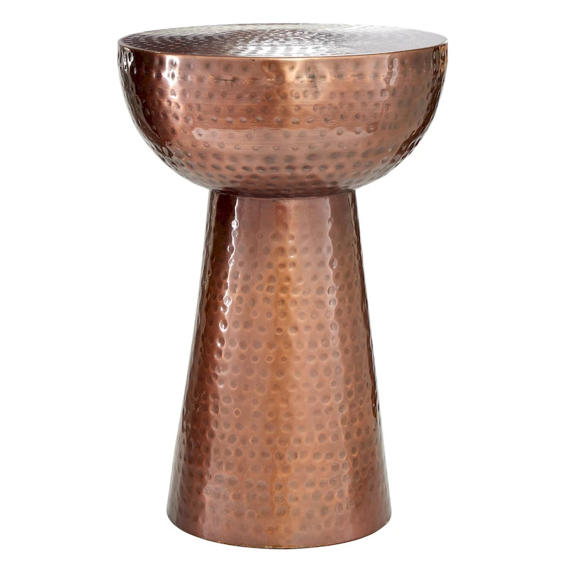 Metal Accent Table with Hammered Design - Bronze or Copper