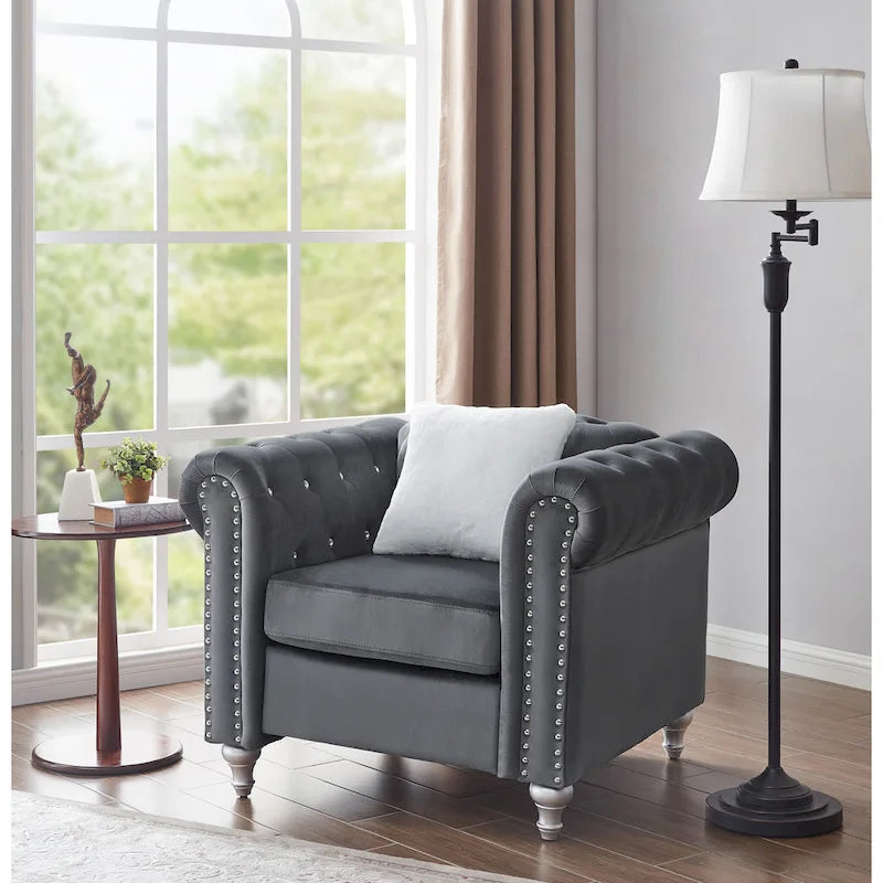 Velvet Crystal Accent Chair
