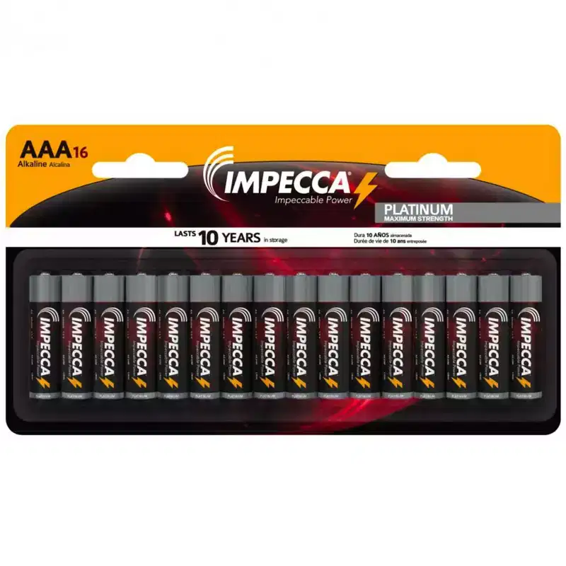Impecca AAA 16-Pack High Performance Premium Alkaline Batteries (16-Cells)