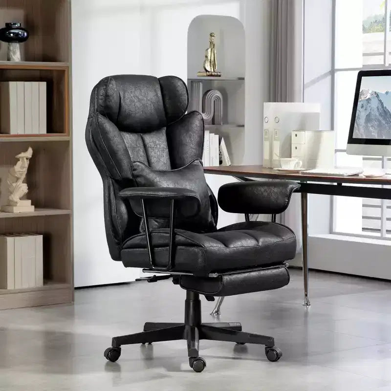 396lbs. Big and Tall Office Chair, Executive Office Chair with Footrest, Lumbar Support, and Reclining Function