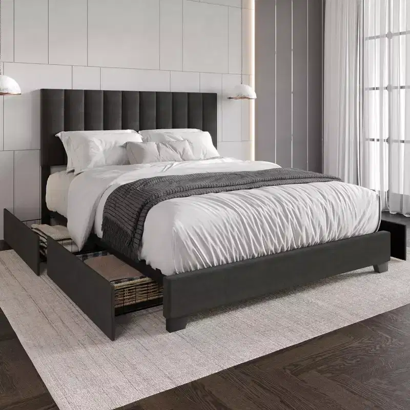 Home Design Olean Upholstered Storage Platfoam Bed