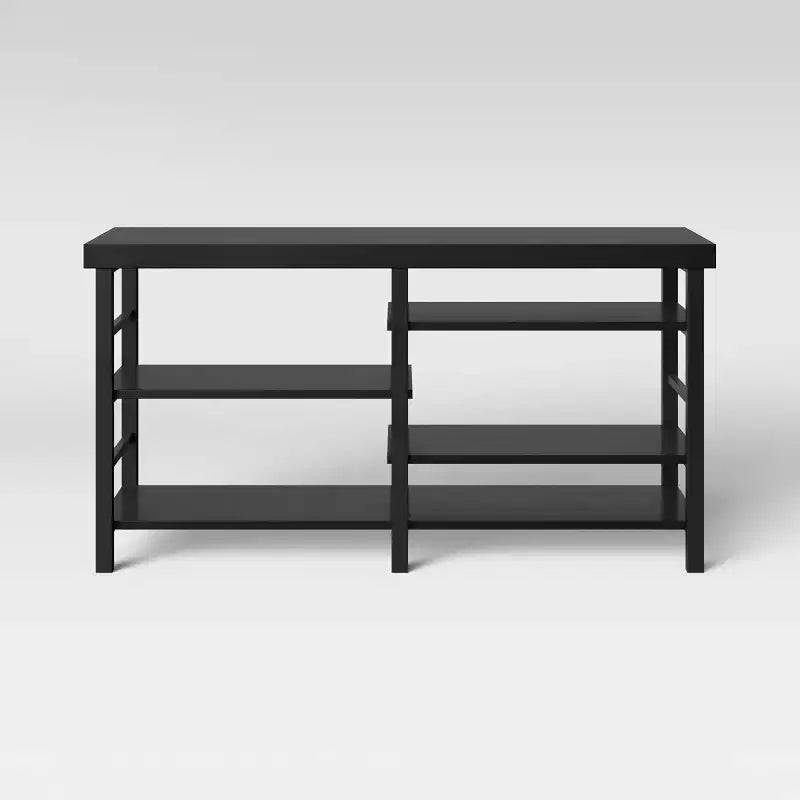 Black Metal TV Stand for TVs up to 50 – Open Shelf, 1-Person Assembly