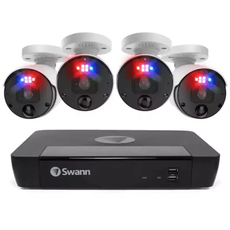 Swann NVR Security System, Round Professional Bullet Cameras, 88980 Hub, Black