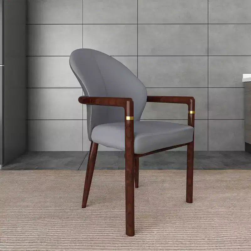 LeisureMod Opaline Set of 2 Wooden Dining Arm Chairs with Leather or Velvet Upholstery, Modern Accent Chairs for Dining Rooms