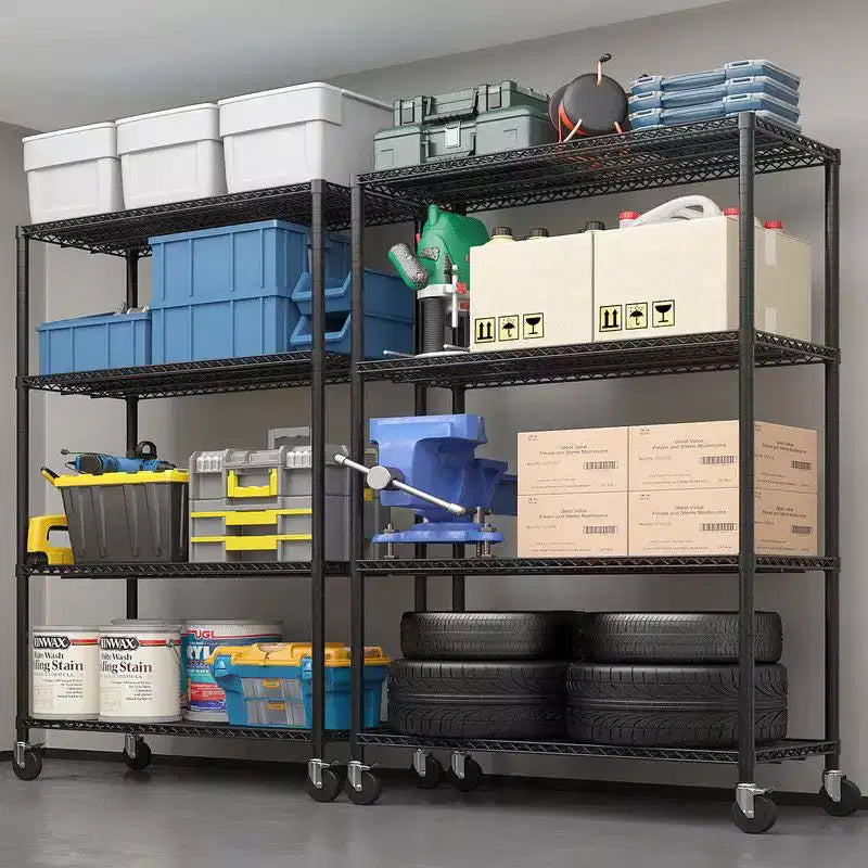 Heavy Duty Steel Wire Shelving Unit with Wheels – 4 Tiers, 2500 lbs Capacity