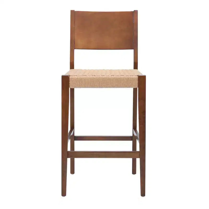 Set of 2 29" Clara Handwoven Seagrass Seat Barstools Brown Wood Finish - Powell