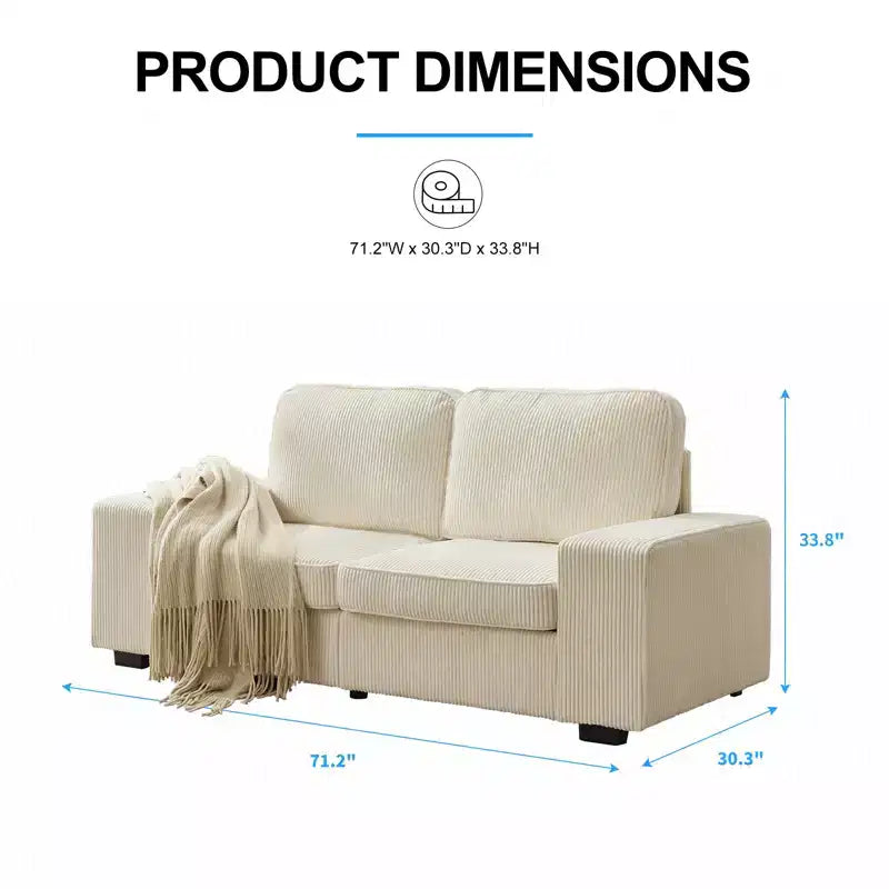 Mjkone 71 Loveseat Sofa Couch, Corduroy Couch for Small Spaces