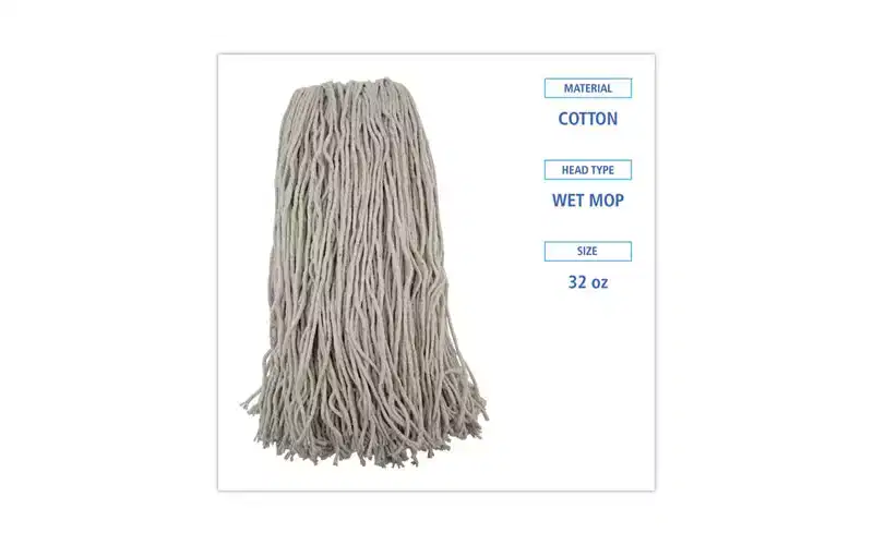 Boardwalk Mop Head, Premium Standard Head, Cotton Fiber, 32oz, White, 12/Carton