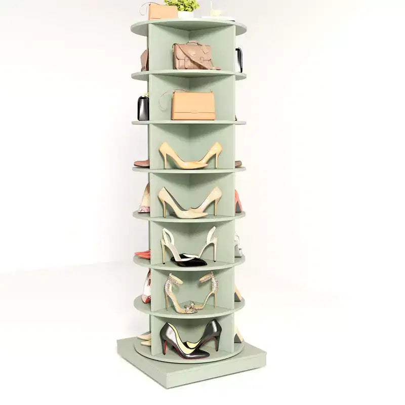 Spinning Shoe Rack Tower, 360 Revolving Display Shoe Closet, Round Vertical Storage Shoe Rack, Rotating Handbag Shoes Organization