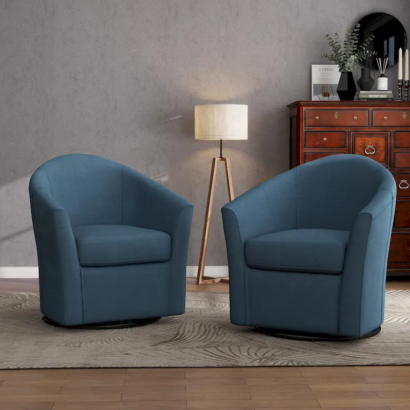 Ensemble de 2 fauteuils pivotants modernes rembourrés de style tonneau, fauteuils d'appoint pour salon