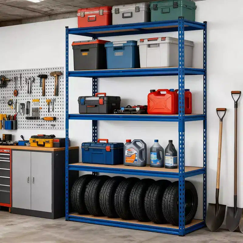 5 Tiers Garage Storage Shelves, 2500LBS Capacity Metal Shelving Unit for Garage, Industrial, Warehouse, Kitchen, Closet, 60 W x 24 D x 71 H, Blue