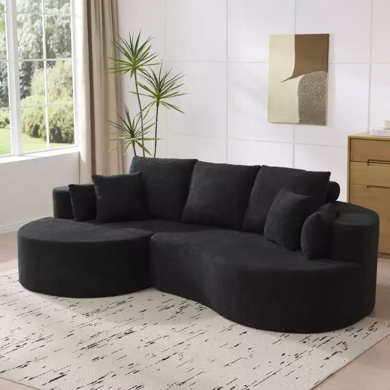 Christopher Knight Home Camilla Modern 106'' 3-Seater Upholstered Curved Sectional Sofa with 7 Pillows