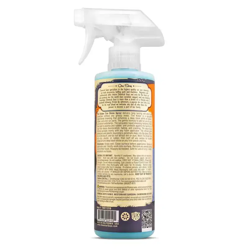 Chemical Guys Tire Kicker Extra Glossy Tire Shine: Liquid Tire Dressing & Cleaner, Unscented Automotive Cleaning Kit