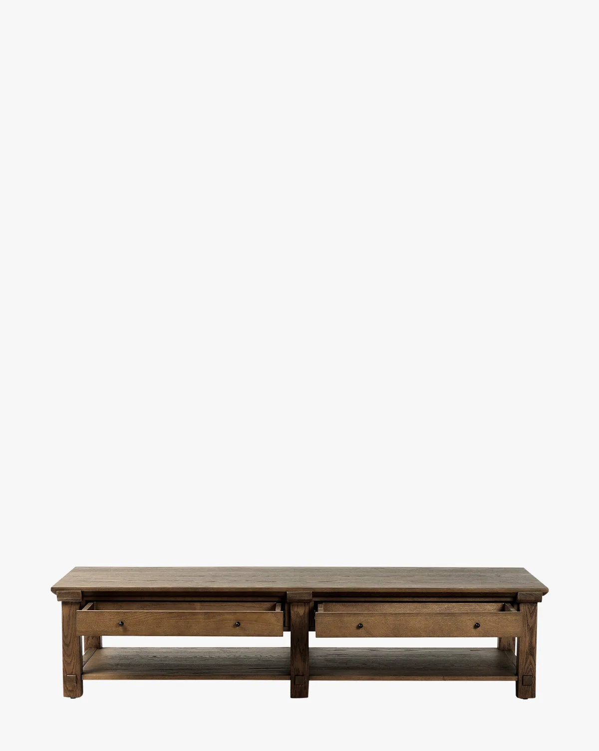 Traditional Oak Coffee Table with Heritage Joinery & Built-In Storage Drawers for Living Room