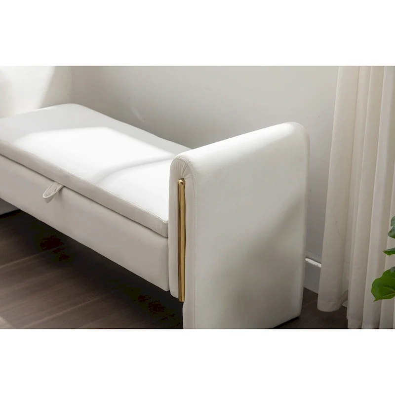 Velvet Storage Bench with Metal Trim