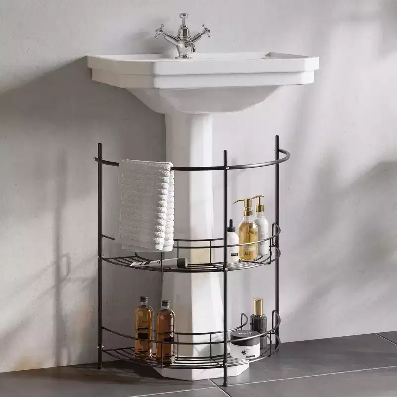 Lavish Home Pedestal Under Sink Organizer, Black