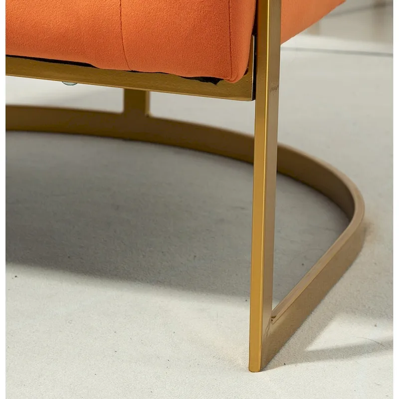 Velvet Accent Armchair with Gold Metal Frame