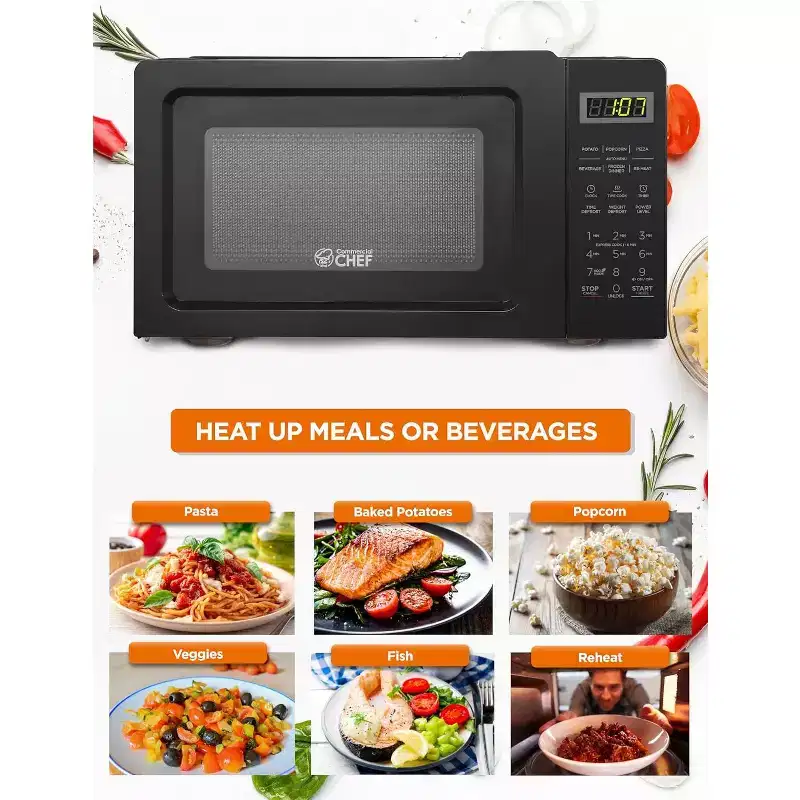Commercial Chef 0.7 Cu. Ft. Countertop Microwave Oven, CHM770B, Black