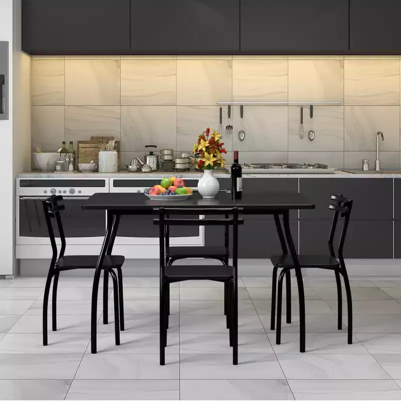 Costway 5 Pcs Dining Set Table 30'' And 4 Chairs Home Kitchen Room Breakfast Furniture Black