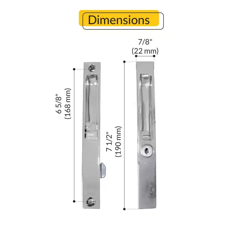 Brixwell 13-192K Patio Door Handle Set With Key, Cams And Keeper Chrome Finish
