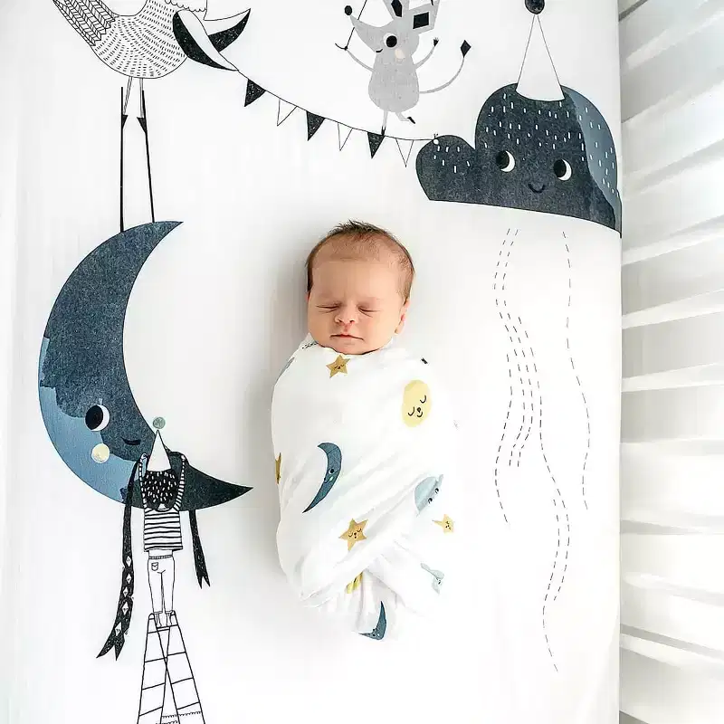 Rookie Humans Crib sheet and Swaddle bundle - Moon's Birthday