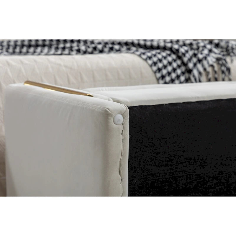Velvet Storage Bench with Metal Trim