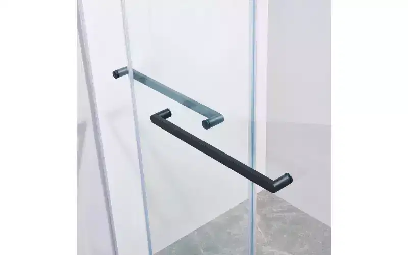 Zevemomo 56-60W x 60H Frameless Double Sliding Tub Shower Door, 304 Stainless Steel in Matte Black, 5/16 (8mm) Thick Tempered Clear Glass