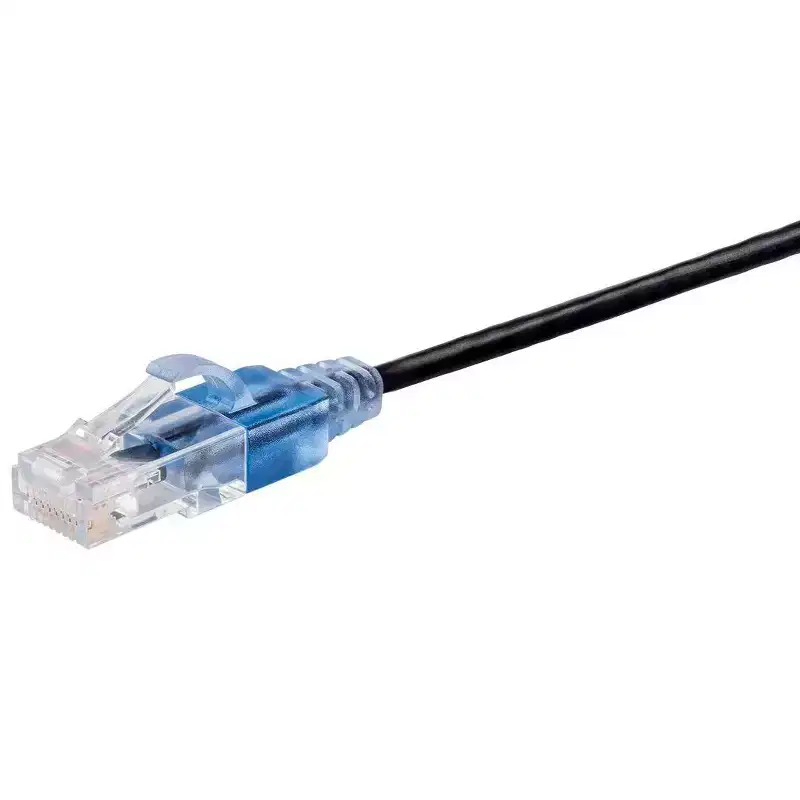 Monoprice SlimRun Cat6A Ethernet Patch Cable - Network Internet Cord - RJ45, Stranded, UTP, Pure Bare Copper Wire, 30AWG, 2ft, Black, 5-Pack