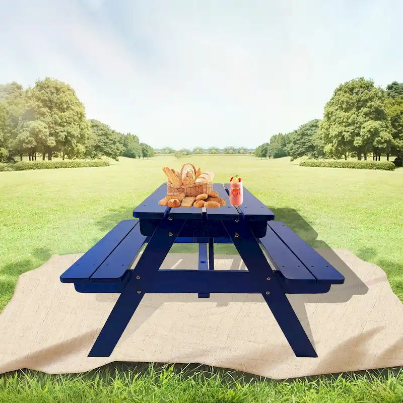 Outdoor Wood Multi-Functional Armchair with Table and Benches